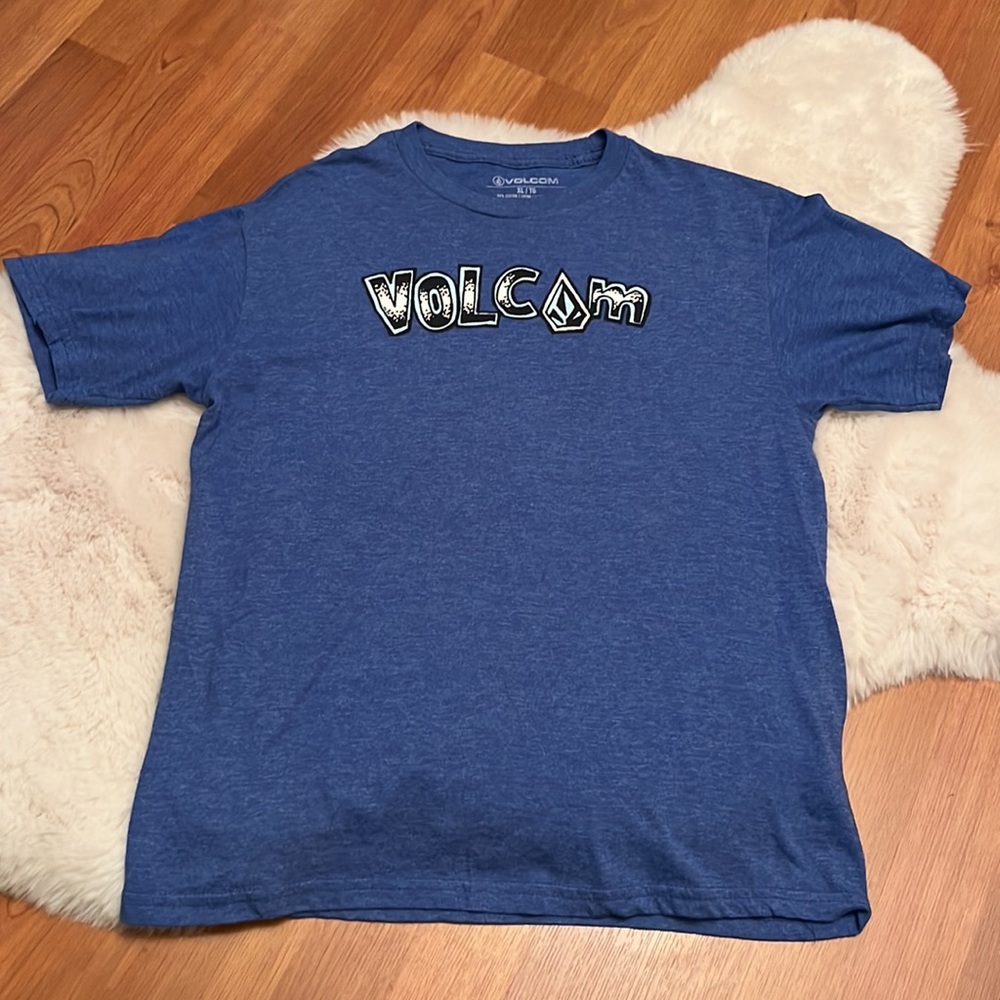 Volcom blue short sleeve shirt boys XL